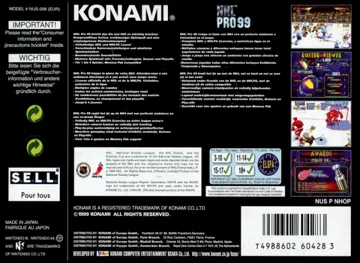 NHL Pro 99 (Europe) box cover back